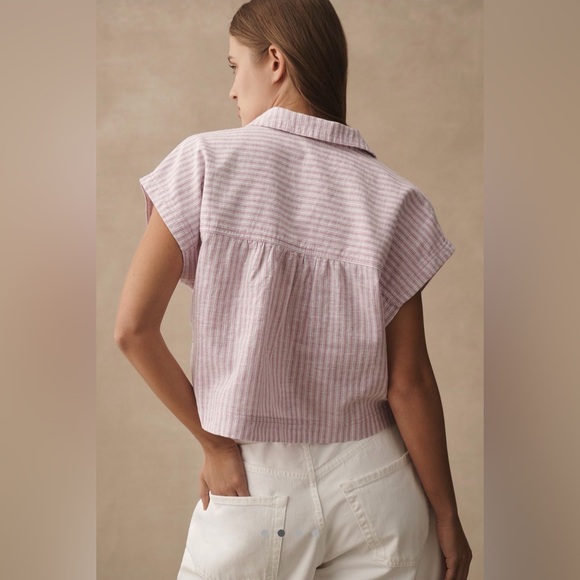NWT Anthropologie Pilcro Linen Wedge Striped Blouse - Picture 2 of 5